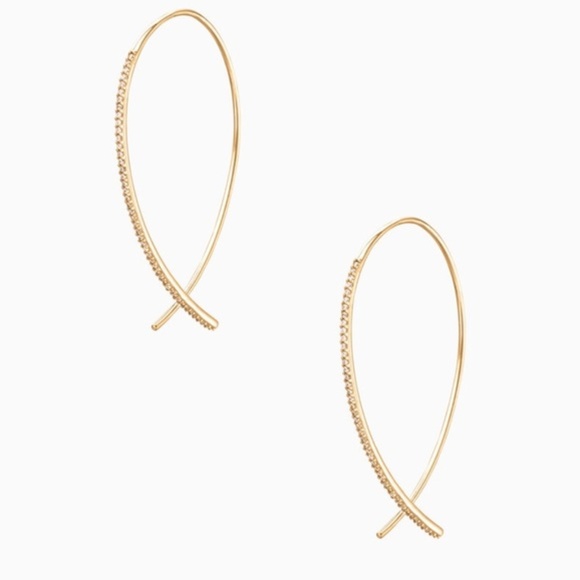 Stella and Dot | Retired⚜️GOLD Pavé Arc Modern Hoop Earrings - Picture 2 of 6